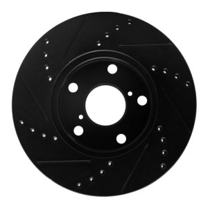 Toyota RAV4 Brake Rotor (1) - Front Right - R1 Concepts - Drilled & Slotted - Black - `01-`05